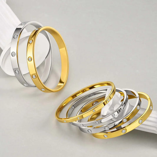 Éclat – Round Bracelet with Zirconia in Stainless Steel