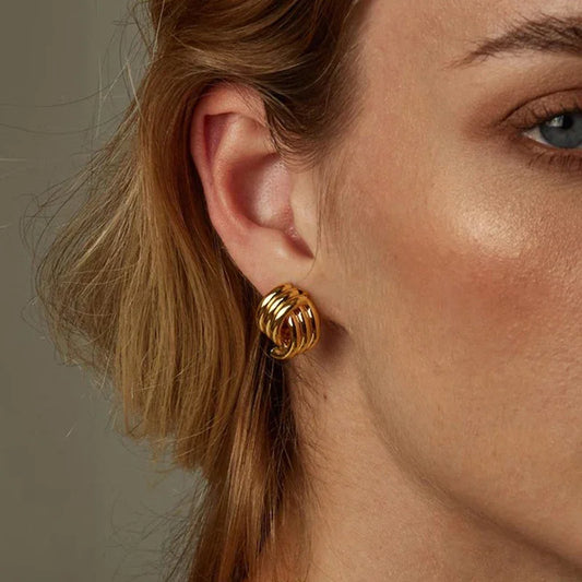 Serena Knot – Gold Earrings with Three Interlocking Layers