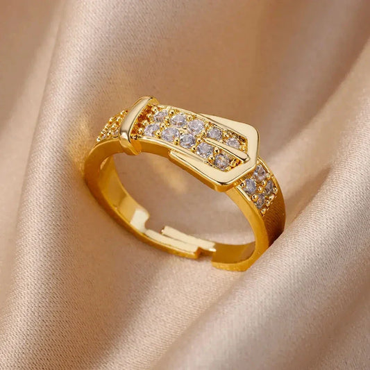 Lueur Éternelle – 4 Stainless Steel Crystal Rings