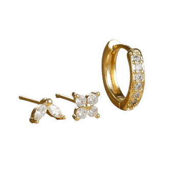 Divine Trio – Stainless Steel Earring Set with Zirconia